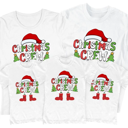 Christmas crew családi póló szett (3 gyerek) (Fehér)