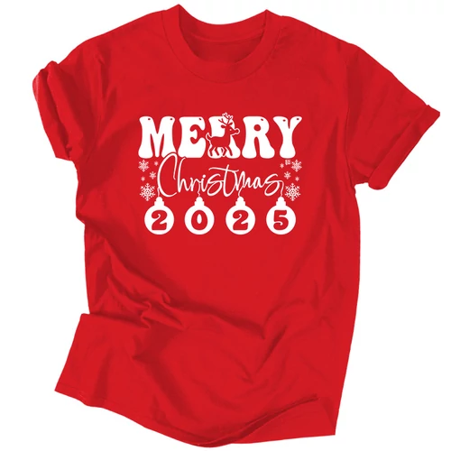 Merry Christmas 2025  férfi póló (Piros)