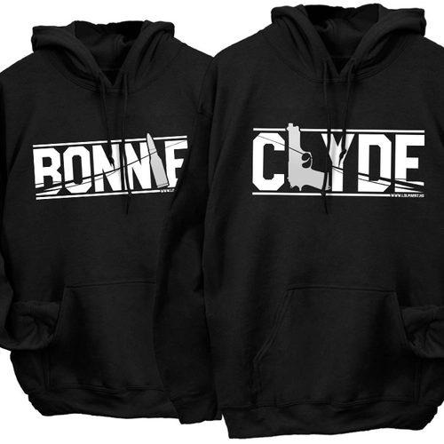 Bonnie és Clyde páros kapucnis pulóverek (Fekete)