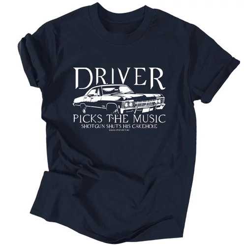 Driver picks the music férfi póló (Sötetkék)