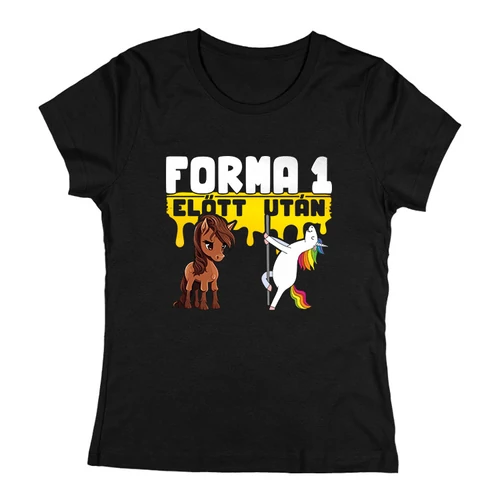 Forma 1 előtt - után női póló (Fekete)