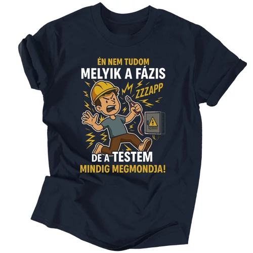 Nem tudom melyik a fázis férfi póló (Sötétkék)