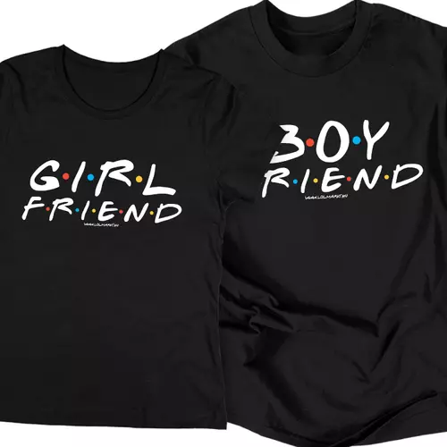 Girl &amp; Boy friend páros póló szett (Fekete)