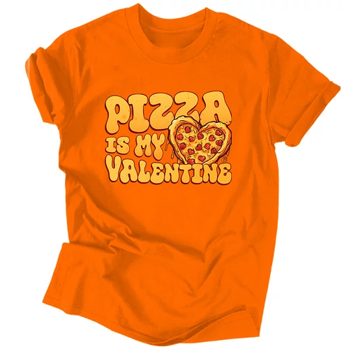 Pizza is my valentine férfi póló (Narancs)