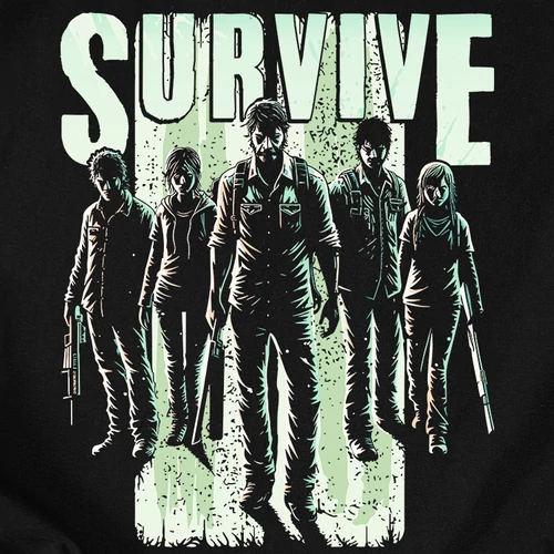 Survive férfi póló (B_fekete)