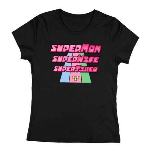 SuperMom női póló (Fekete)