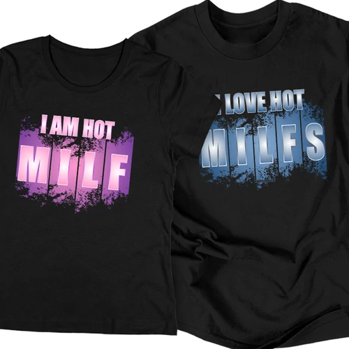 I love hot milfs/I am hot milf páros póló szett (Fekete)