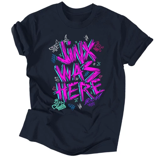 Jinx was here férfi póló (Sötétkék)