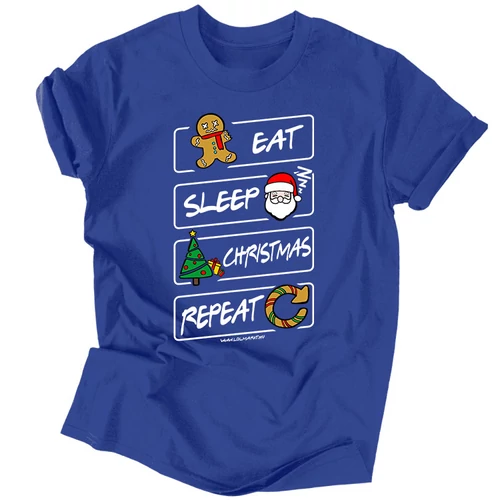 Eat Sleep Christmas férfi póló (Királykék)