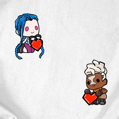 Arcane Ekko & Jinx (mell mintás) páros póló (Fehér)