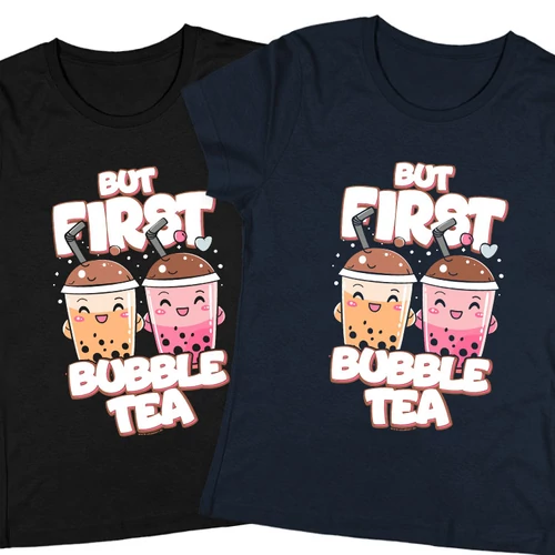 But first bubble tea női póló szett (Fekete-Sötétkék)