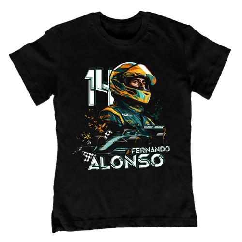 Fernando Alonso Fan Art gyerek póló (Fekete)