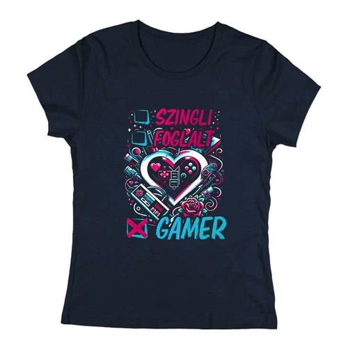 Szingli, Foglalt, Gamer női póló (Sötétkék)
