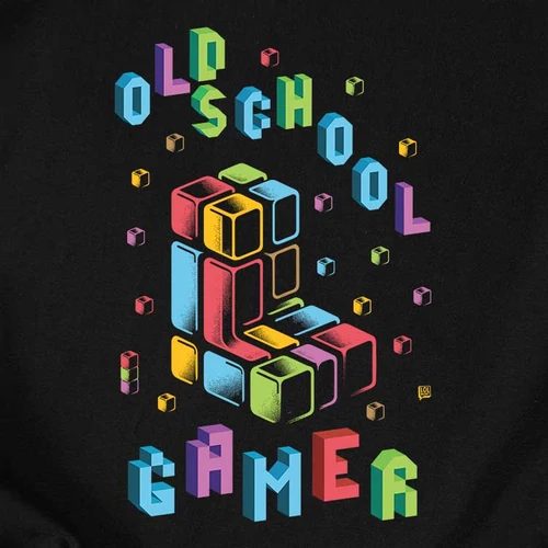 Old School Gamer férfi póló (B_Fekete)
