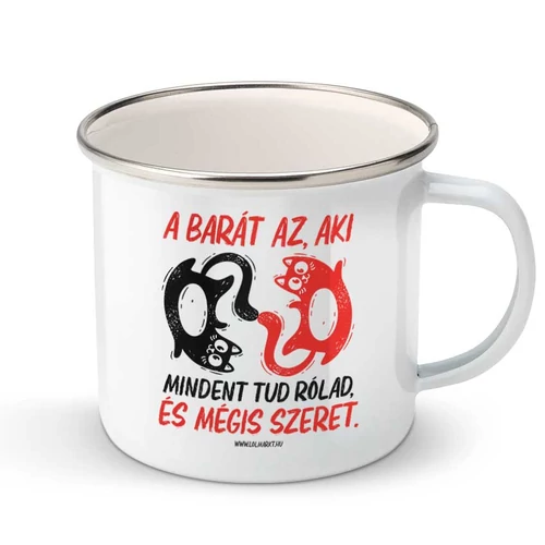 Barátság fém bögre (Fehér)