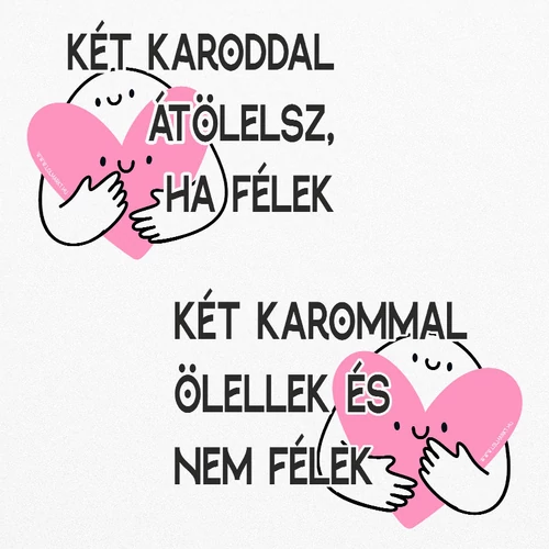 Két karommal ölellek páros fém bögrék (B_Fehér)