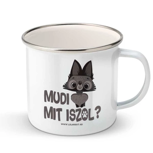 Mudi mit iszol fém bögre (Fehér)