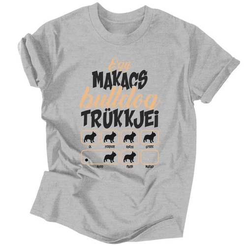 Makacs trükkök (buldog) férfi póló (Szürke)