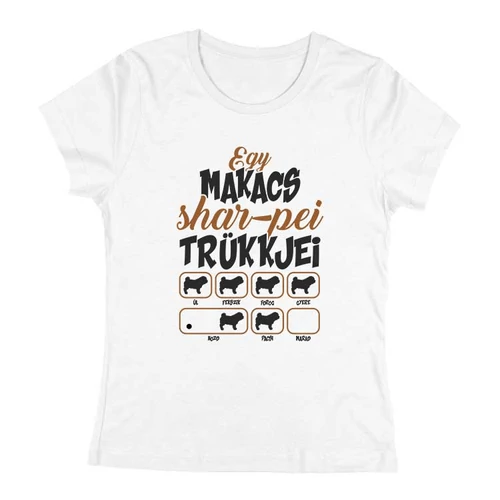 Makacs trükkök (shar-pei) női póló (Fehér)