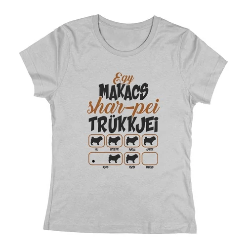 Makacs trükkök (shar-pei) női póló (Szürke)