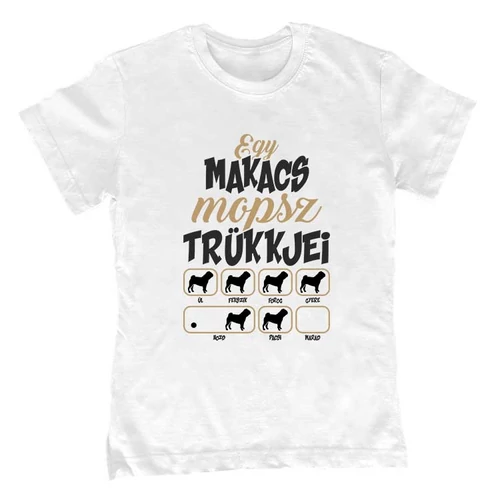 Makacs trükkök (mopsz) gyerek póló (Fehér)