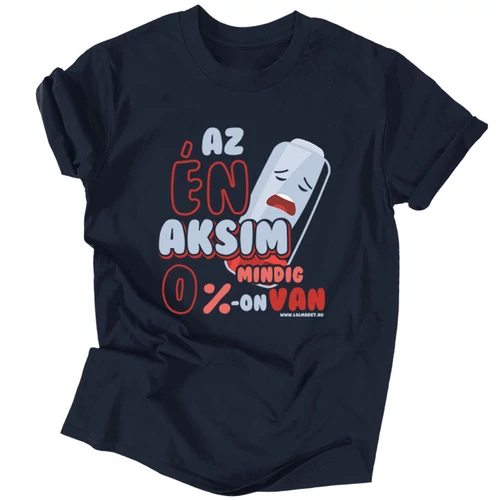 Az én aksim 0%-on férfi póló (Sötétkék)