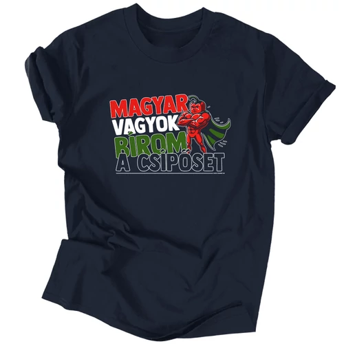 Magyar vagyok, bírom a csípőset férfi póló (Sötétkék)