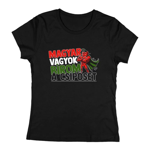 Magyar vagyok, bírom a csípőset női póló (Fekete)