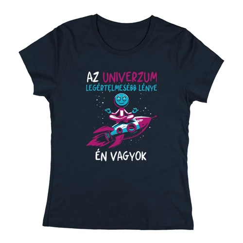 Az univerzum legértelmesebb lénye női póló (Sötétkék)