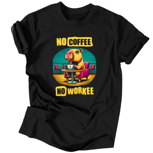 No coffee no workee férfi póló (Fekete)