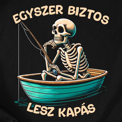 Egyszer biztos lesz kapás férfi póló (B_Fekete)