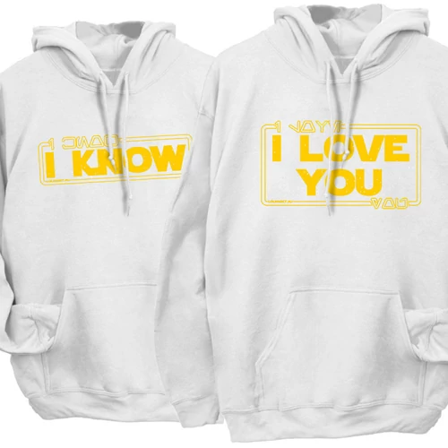 I love you - I know páros kapucnis pulóverek (Fehér)