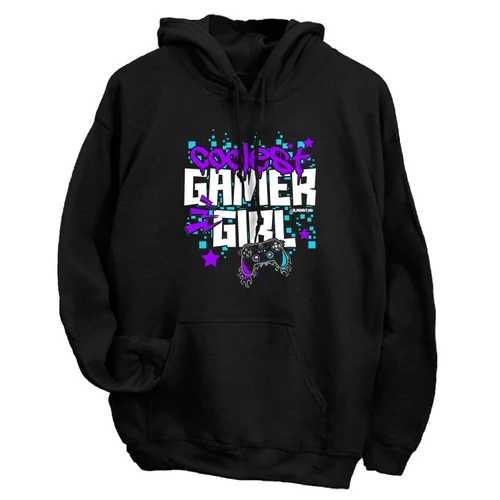 Coolest gamer girl kapucnis pulóver (Fekete)
