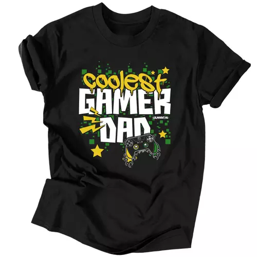 Coolest gamer dad férfi póló (Fekete)