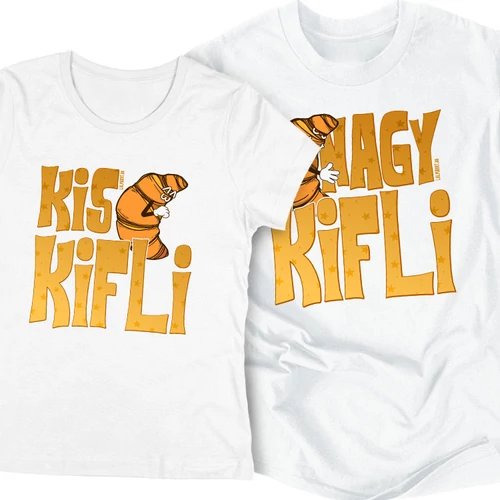 Kis kifli, nagy kifli páros póló szett (Fehér)