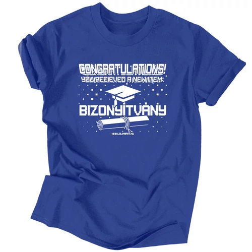 New item - Bizonyítvány férfi póló (Királykék)