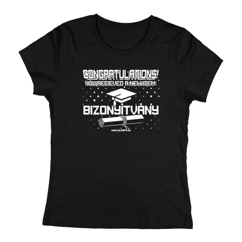 New item - Bizonyítvány női póló (Fekete)