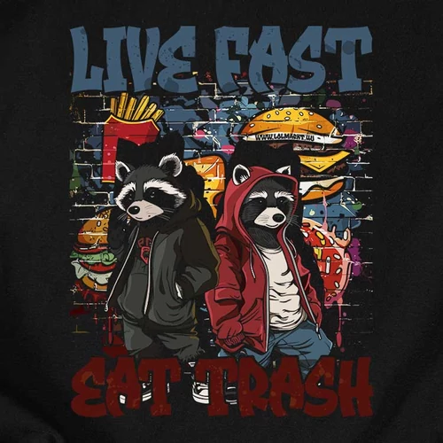 Live fast, eat trash férfi póló (B_Fekete)