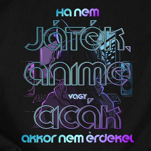 Játék, anime vagy cicák női póló (B_Fekete)
