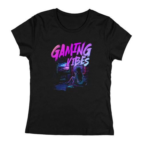 Gaming vibes női póló (Fekete)