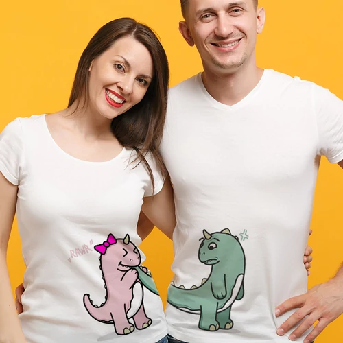 Dino love páros póló szett (Fehér-Fehér)