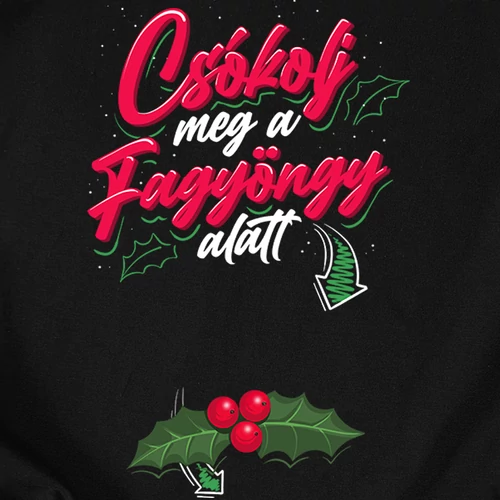 Csókolj meg a... fagyöngy alatt férfi póló (b_fekete)