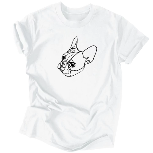 Line Art - Francia bulldog férfi póló (fehér)