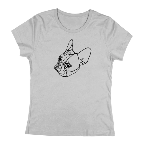 Line Art - Francia bulldog női póló (szürke)