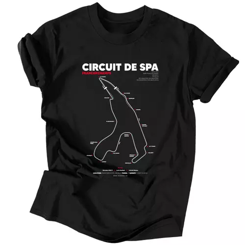 Circuit de Spa Francorchamps pálya térképes férfi póló (Fekete)