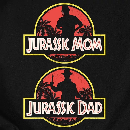 Jurassic Mom és Dad páros póló szett (B_fekete)