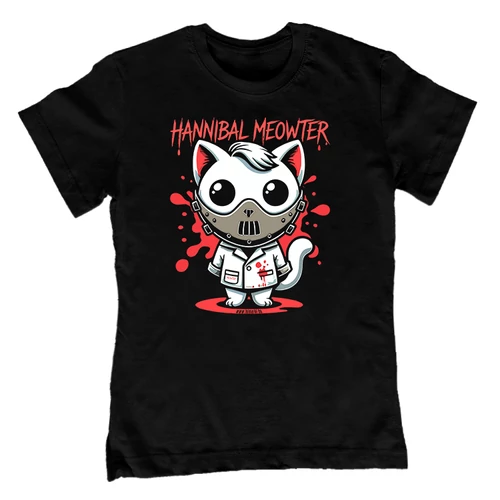 Hannibal Meowter gyerek póló (Fekete)