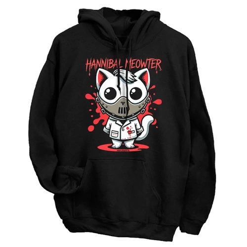 Hannibal Meowter kapucnis pulóver (Fekete)
