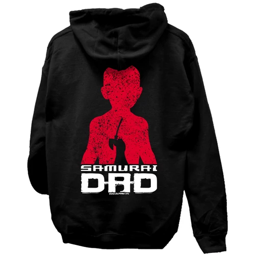 Samurai Dad kapucnis pulóver (Fekete)
