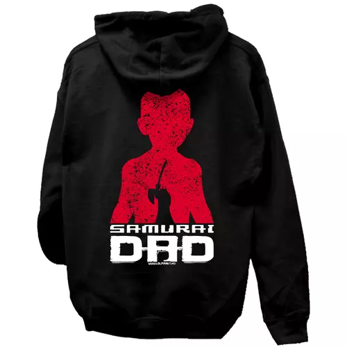Samurai Dad kapucnis pulóver (Fekete)